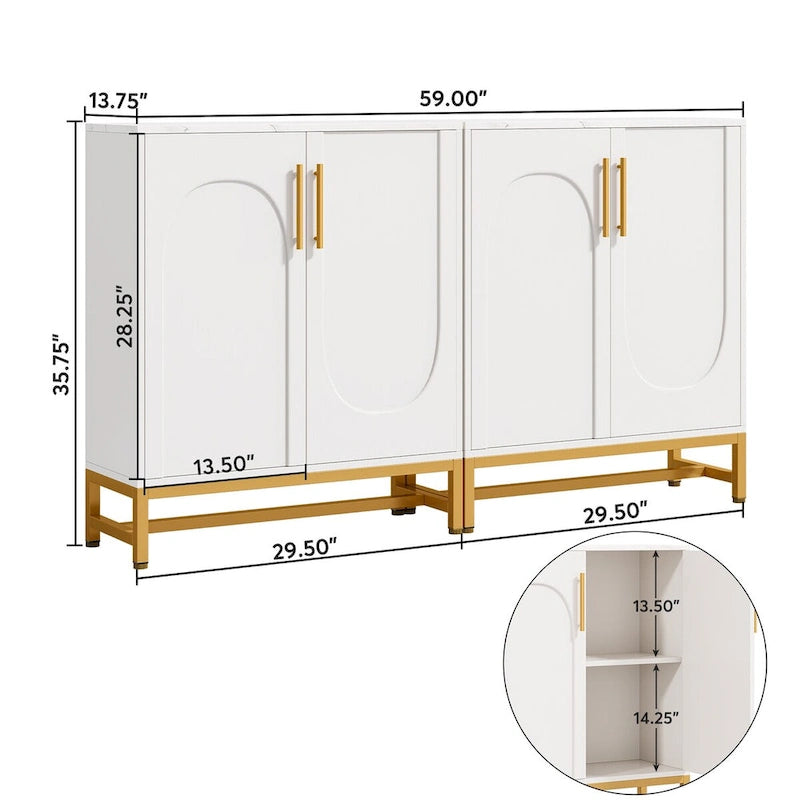 Buffet de rangement – 4 portes, étagère réglable