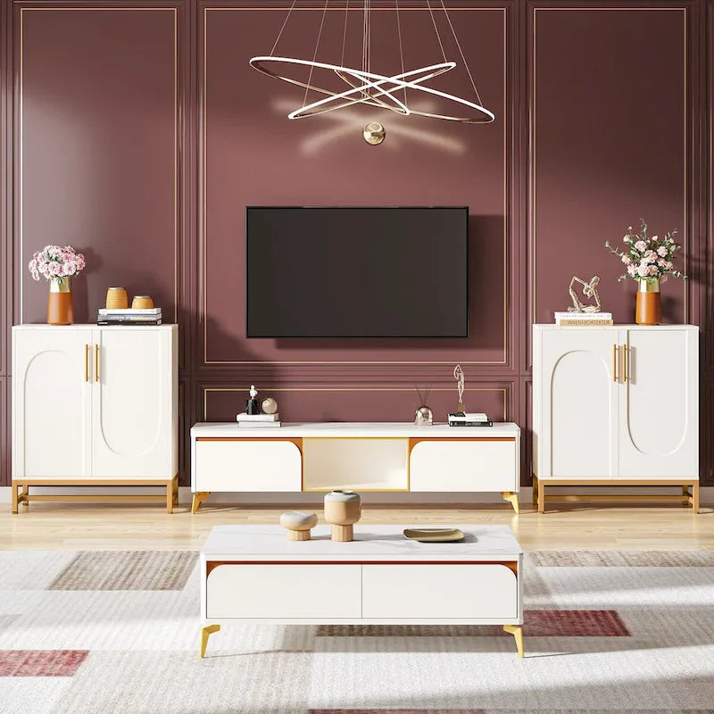 Buffet de rangement – 4 portes, étagère réglable